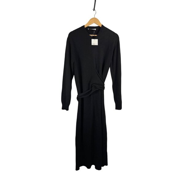 Zara FW2024 100% Cashmere Knotted long sweater dress black sz M - Picture 2 of 10